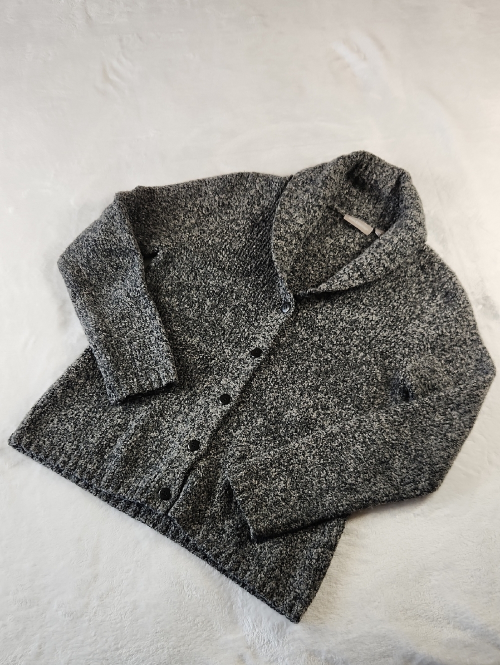 croft & barrow Marled Gray Shawl-Collar Button Sweater - Picture 16 of 16